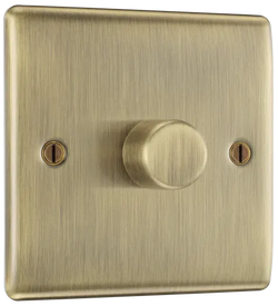 BG Nexus Metal 400W Single Dimmer Switch 2-Way Push On/Off - Antique Brass - NAB81P