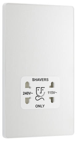 BG Evolve Pearl White Dual Voltage Shaver Socket 115/240V - PCDCL20W