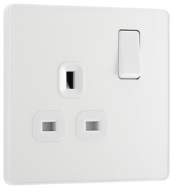 BG Evolve Pearl White Single Switched 13A Power Socket - PCDCL21W