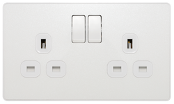 BG Evolve Pearl White Double Switched 13A Power Socket - PCDCL22W