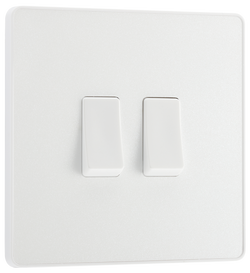 BG Evolve Pearl White Double Light Switch 20A 16AX 2 Way - PCDCL42W