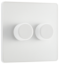BG Evolve Pearl White Trailing Edge LED 200W Double Dimmer Switch 2-Way Push On/Off - PCDCL82W