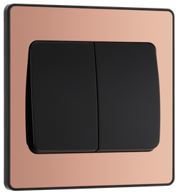 BG Evolve Polished Copper Double Light Switch 20A 16AX 2 Way Wide Rocker - PCDCP42WB