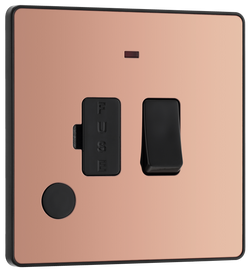 BG Evolve Polished Copper Switched 13A Fused Spur Unit With Power LED Indicator And Flex Outlet - PCDCP52B