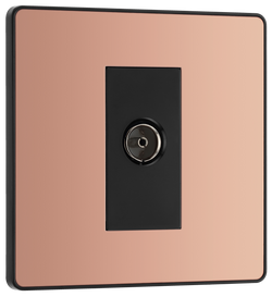 BG Evolve Polished Copper Single Socket for TV/FM Co-Axial Aerial Connection - PCDCP60B