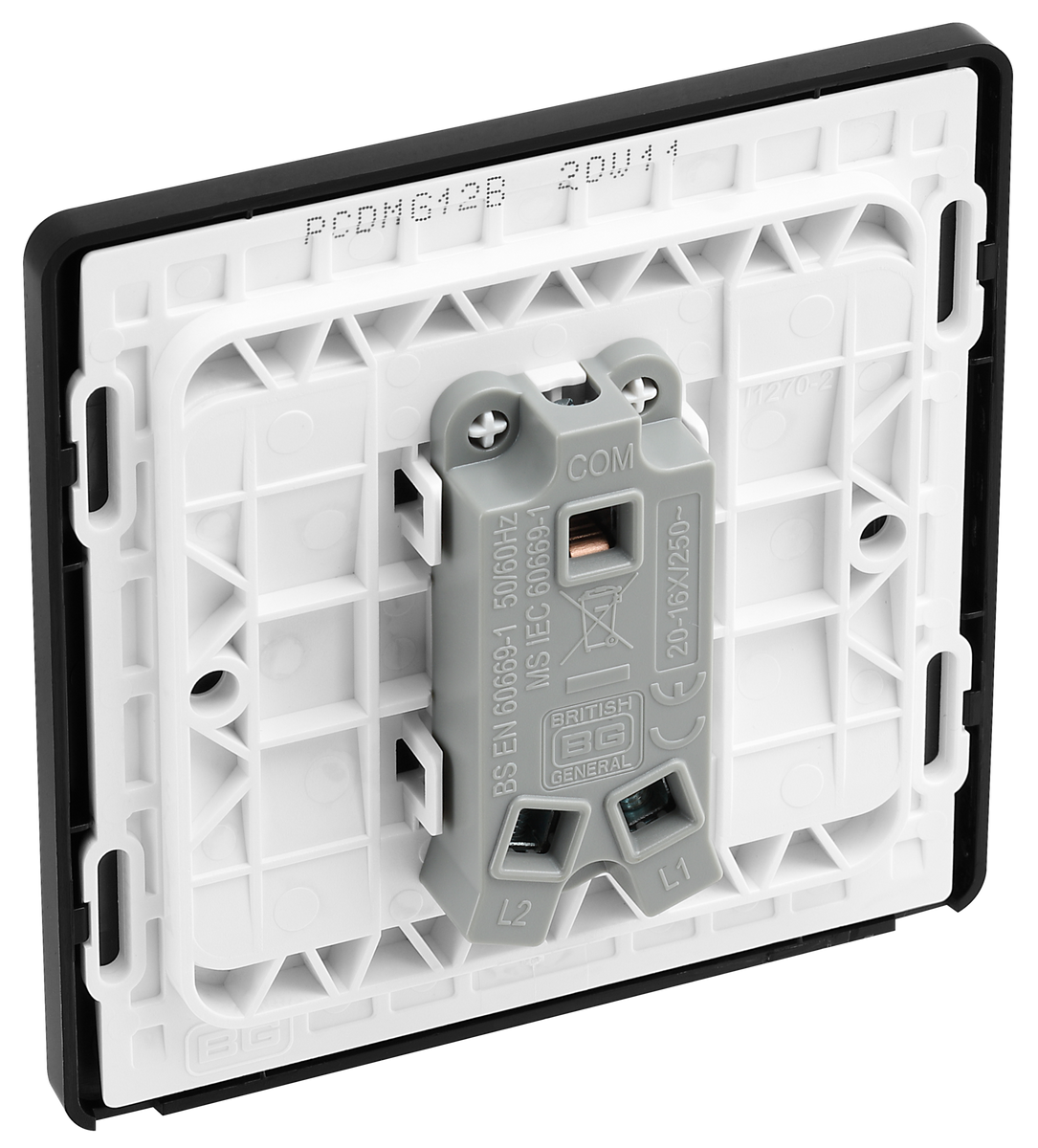 BG Evolve Matt Grey Single Light Switch 20A 16AX 2 Way - PCDMG12B