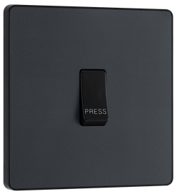 BG Evolve Matt Grey Single Press Switch 10A - PCDMG14B