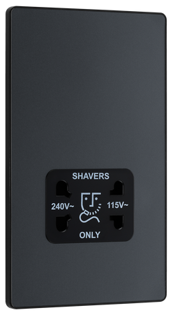 BG Evolve Matt Grey Dual Voltage Shaver Socket 115/240V - PCDMG20B