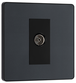 BG Evolve Matt Grey Single Socket for TV/FM Co-Axial Aerial Connection - PCDMG60B