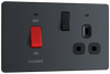 BG Evolve Matt Grey 45A 2-Pole Cooker Switch With 13A Switched Socket & LED Indicators  - PCDMG70B
