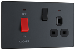 BG Evolve Matt Grey 45A 2-Pole Cooker Switch With 13A Switched Socket & LED Indicators  - PCDMG70B