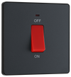 BG Evolve Matt Grey 45A Small Plate 2-Pole Switch With LED Power Indicator - PCDMG74B
