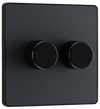 BG Evolve Matt Grey Trailing Edge LED 200W Double Dimmer Switch 2-Way Push On/Off - PCDMG82B