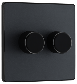 BG Evolve Matt Grey Trailing Edge LED 200W Double Dimmer Switch 2-Way Push On/Off - PCDMG82B