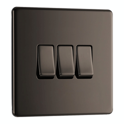 BG Screwless Flatplate Black Nickel Triple Switch, 10Ax 2 Way - FBN43