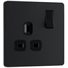 BG Evolve Matt Black Single Switched 13A Power Socket - PCDMB21B