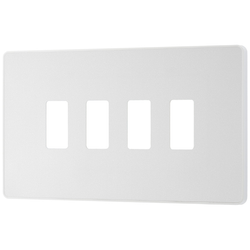 BG Evolve 4 Gang Grid Front Plate - Pearlescent White (White) - RPCDCL4W