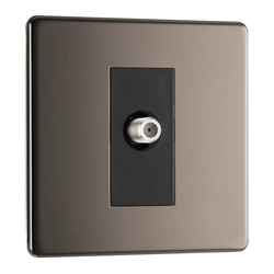 BG Nexus Flatplate Screwless Black Nickel 1 Gang Single Satellite Socket - FBN64