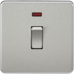 Knightsbridge Screwless 20A 1G DP Switch with Neon - Brushed Chrome - SF8341NBC