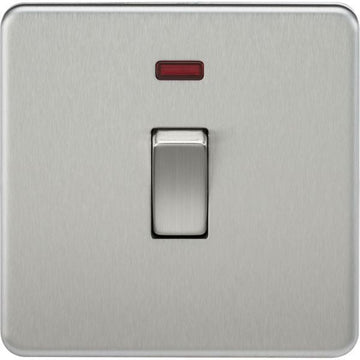 Knightsbridge Screwless 20A 1G DP Switch with Neon - Brushed Chrome - SF8341NBC