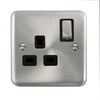 Click Scolmore Deco Plus Satin Chrome 1 Gang Switch Socket 13A With Black Ingot - DPSC535BK