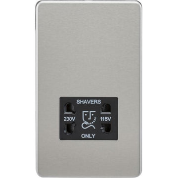 Knightsbridge Screwless 115V/230V Dual Voltage Shaver Socket - Brushed Chrome - SF8900BC