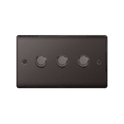 BG Nexus Metal Black Nickel Triple Intelligent Led Dimmer Switch, 2-Way Push On/Off - NBN83