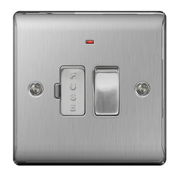 BG Nexus Metal Brushed Steel Switched 13A Fused Connection Unit, With Power Indicator - NBS52