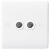 BG Nexus White 2 Gang Isolated Co-Axial TV Socket - 863