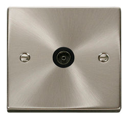 Click Scolmore Deco Satin Chrome 1 Gang Coaxial Outlet With Black - VPSC065BK