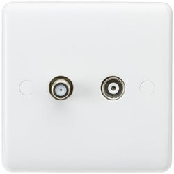 Knightsbridge Curved Edge Coax TV and SAT TV Outlet - White - CU0140