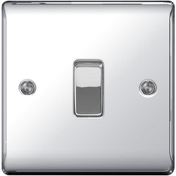 BG Nexus Metal Polished Chrome 1 Gang 2 Way Rocker Switch 10A - NPC13
