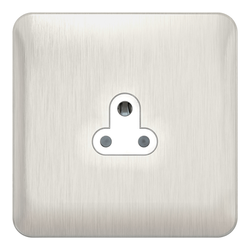 Schneider LSD 1G 2A Round Pin Unswitched Socket White Insert Stainless Steel - GGBL3070WSS