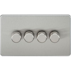 Knightsbridge Screwless 4G 2-way 10-200W (5-150W LED) trailing edge dimmer - Brushed Chrome - SF2184BC