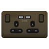 Schneider LSD 2G 13A SP 2x USB Black Insert Mocha Bronze - GGBL30202USBABMBS