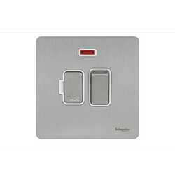 Schneider USFP 13A Switched Fused Spur & Neon White Insert Stainless Steel - GU5411WSS