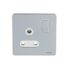 Schneider USFP 15A 1G Round Pin Switched Socket White Insert Polished Chrome - GU3490WPC