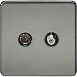 Knightsbridge Screwless TV & SAT TV Outlet (Isolated) - Black Nickel - SF0140BN