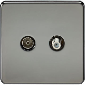 Knightsbridge Screwless TV & SAT TV Outlet (Isolated) - Black Nickel - SF0140BN