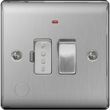 BG Nexus Metal Brushed Steel Switched 13A Fused Connection Unit, With Power Indicator And Cable Outlet - NBS53