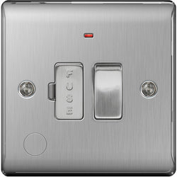 BG Nexus Metal Brushed Steel Switched 13A Fused Connection Unit, With Power Indicator And Cable Outlet - NBS53