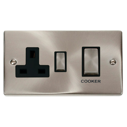 Click Scolmore Deco Ingot 45A Cooker Switch Unit with 13A 2 Pole Switched Socket - VPSC504BK