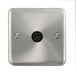 Click Scolmore Deco Plus Satin Chrome 1 Gang Coaxial Outlet With Black - DPSC065BK