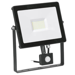 Aurora Quazar50W Adjustable IP65 Driverless LED Floodlight with PIR Sensor 4000K White - EN-FLH50PBLK/40