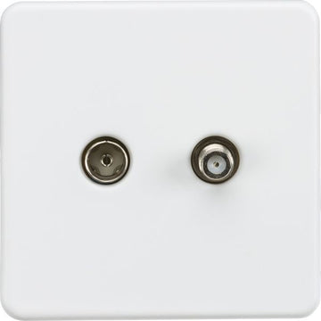 Knightsbridge Screwless 1G TV and SAT TV outlet (isolated) - Matt white - SF0140MW
