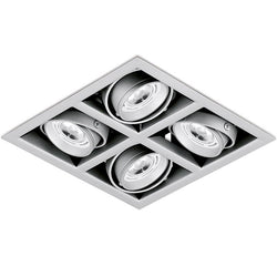 Aurora Adjustable IP20 GU10 Non-Integrated Quad Downlight Matt White - AU-MGU104MW