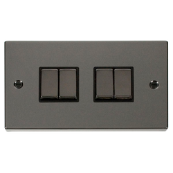 Click Scolmore Deco 10A 4 Gang 2 Way Rocker Switch - VPBN414BK