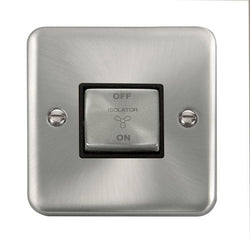 Click Scolmore Deco Plus 10A Ingot 3 Pole Fan Isolation Plate Switch - Black - Satin Chrome - DPSC520BK