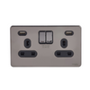 Schneider USFP 2G Switched Socket Double Pole 2x USB 4A Black Insert Black Nickel - GGBGU3424DBBN