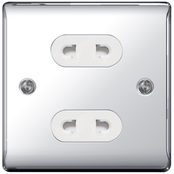 BG Nexus Metal 16A Unswitched Euro Socket - White Insert - Polished Chrome - NPC98W